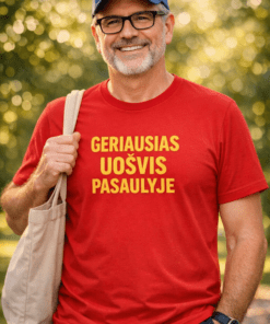 Juokingi marškinėliai „Geriausias uošvis pasaulyje“