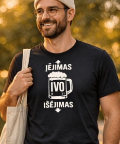 Juokingi marškinėliai „Pivo ĮĖJIMAS IŠĖJIMAS“