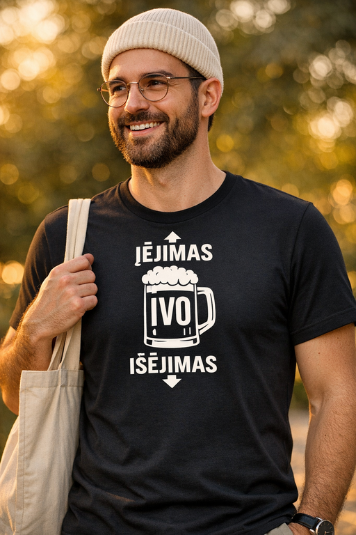 Juokingi marškinėliai „Pivo ĮĖJIMAS IŠĖJIMAS“
