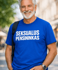 Juokingi marškinėliai SEKSI PENSININKAS