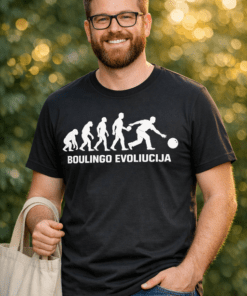 Juokingi marškinėliai „Boulingo evoliucija“